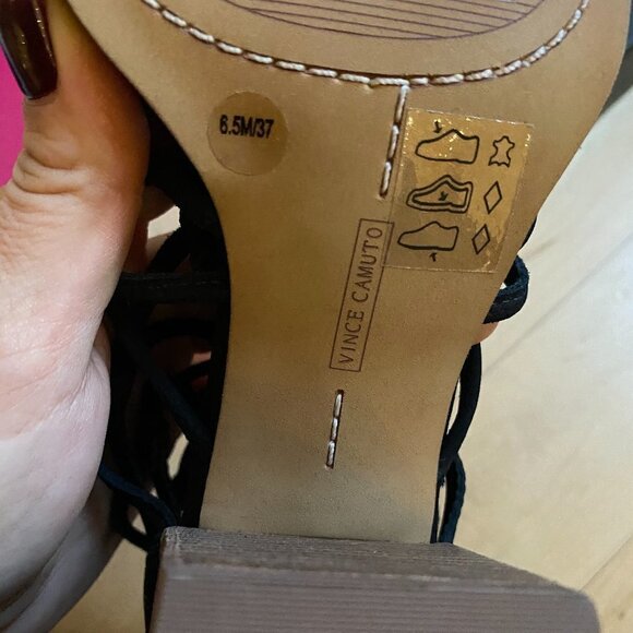 Vince Camuto BNWT sandals black "karika" leather sz 6.5 - Picture 7 of 8